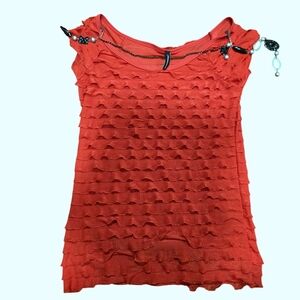 JASONMAXWELL RUFFLED RED BLOUSE